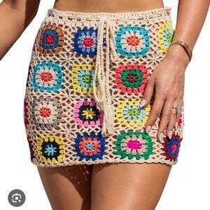 NWT Cupshe x Jojo Open Weave Floral Crochet Skirt Cover Up / Small